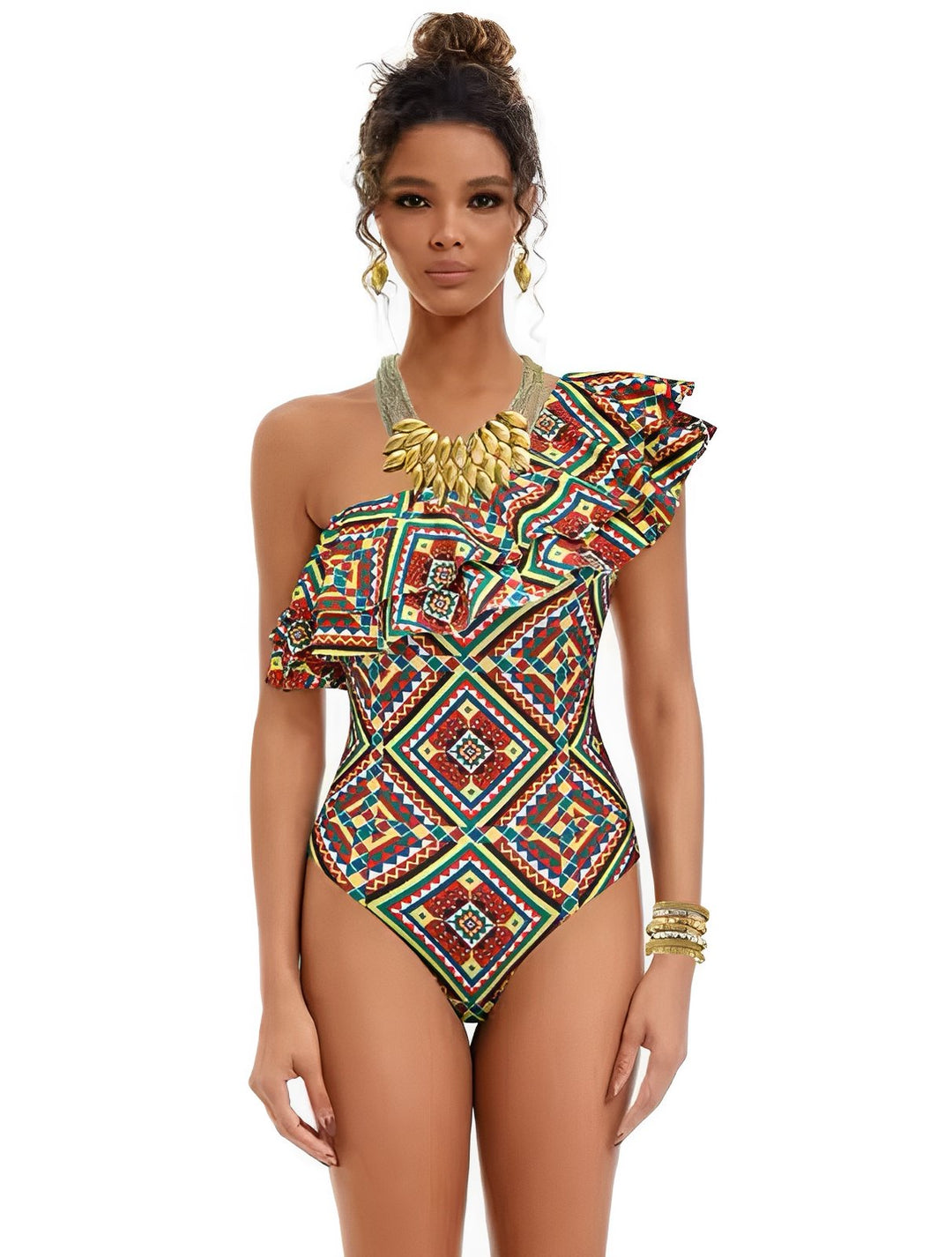 Amaka One-Piece Swimsuit and Sarong Set VERITI 
