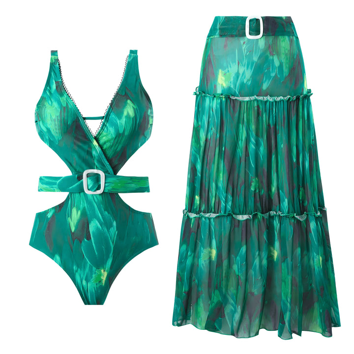 Beatrice One-Piece Swimsuit and Sarong Set VERITI Full Set S 
