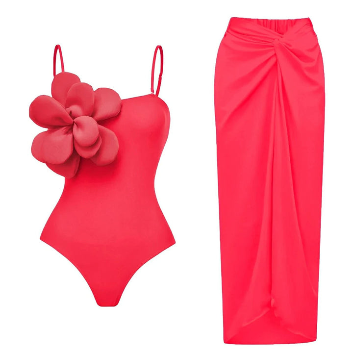 Brigitte One-Piece Swimsuit and Sarong Set VERITI Hot Pink S 