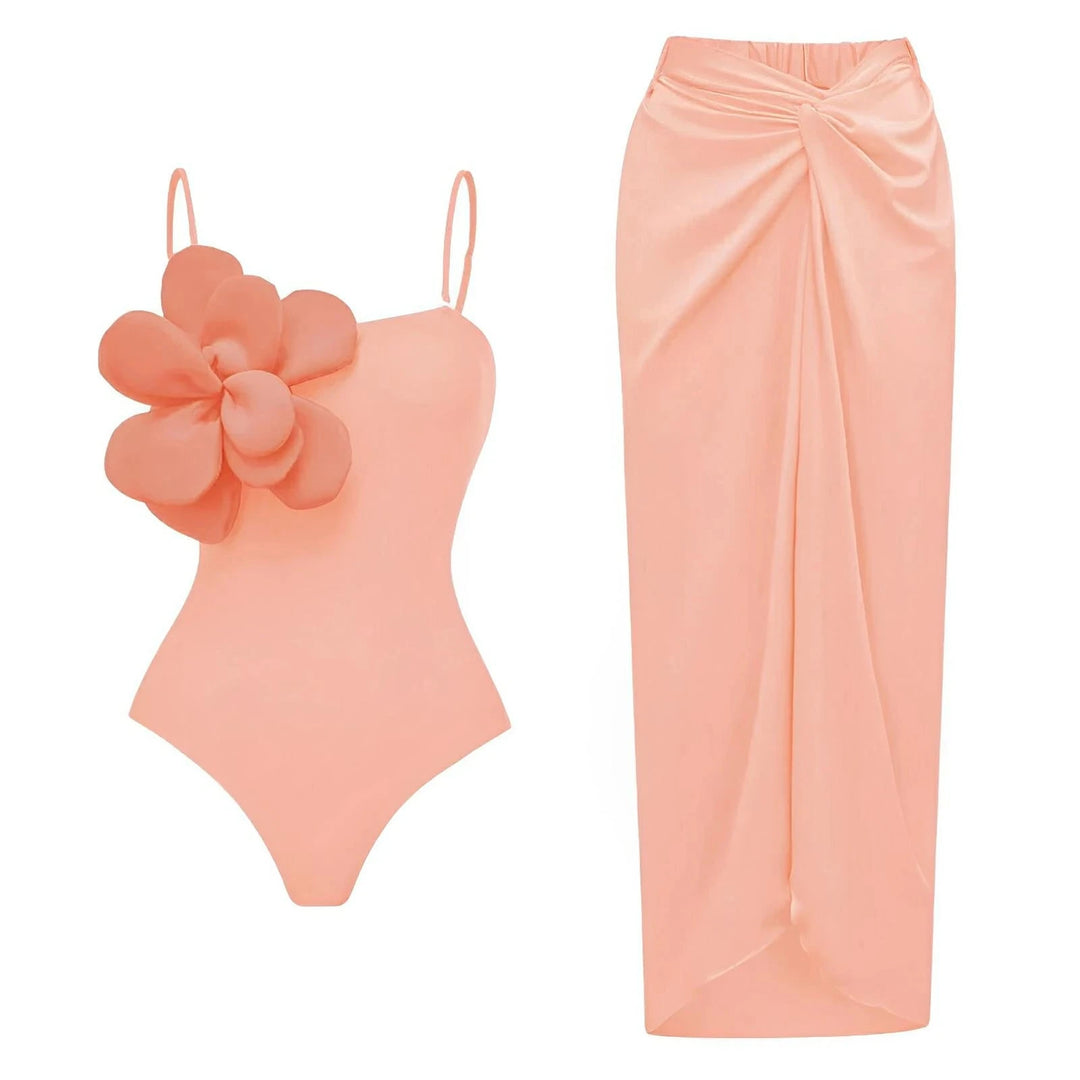 Brigitte One-Piece Swimsuit and Sarong Set VERITI Pink S 