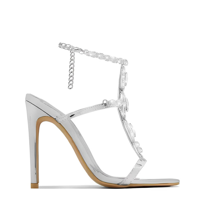 Edita Rhinestone Sandals VERITI Silver 5 
