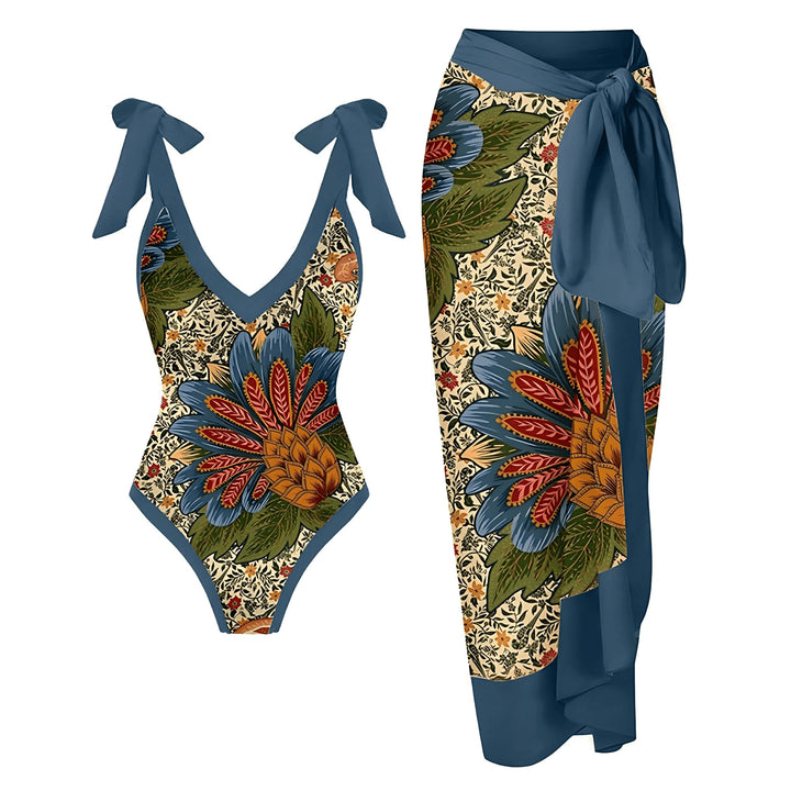 Eloise One-Piece Swimsuit and Sarong Set VERITI Blue S 