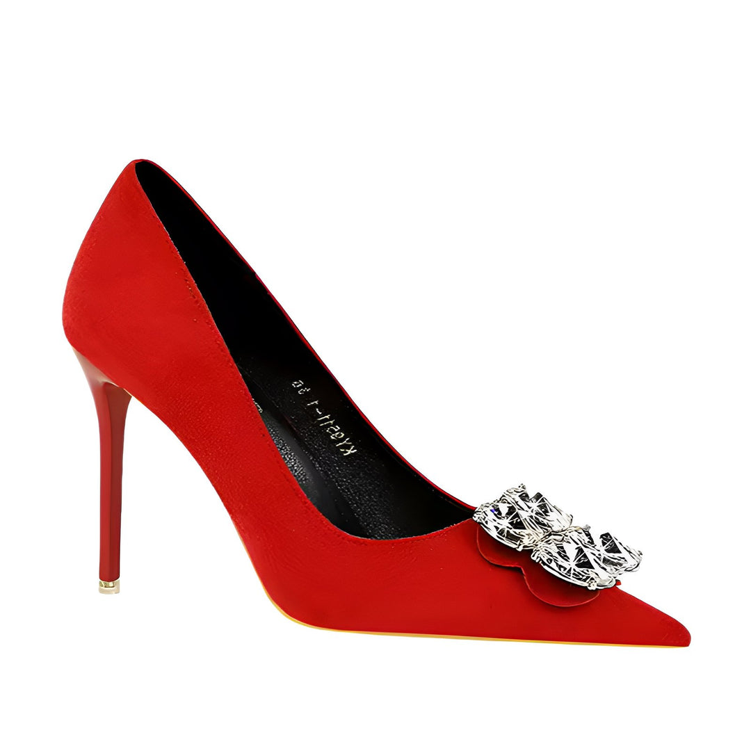 Fleur Rhinestone Pumps VERITI Red 4 