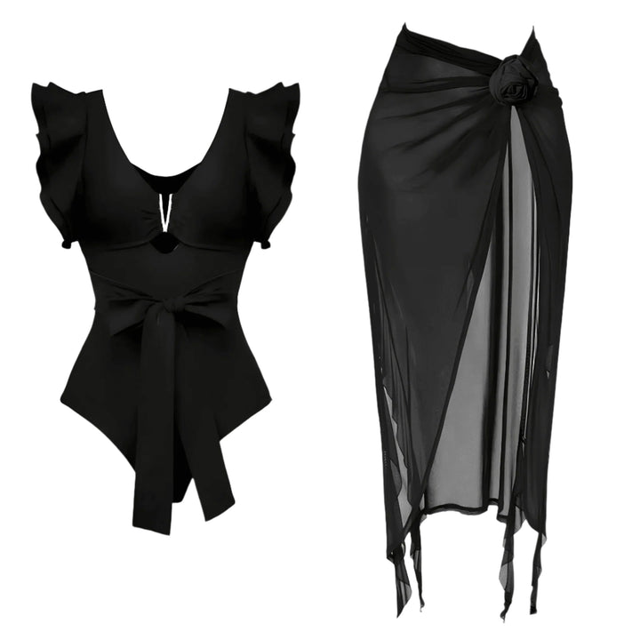 Helene One-Piece Swimsuit and Sarong Set VERITI Black S 