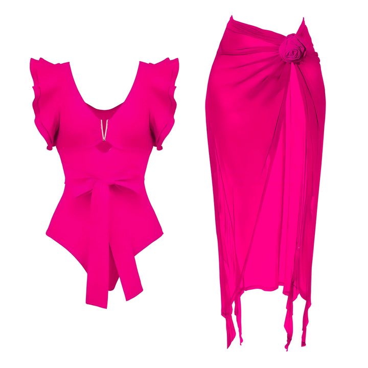 Helene One-Piece Swimsuit and Sarong Set VERITI pink S 