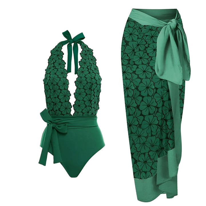 Lea One-Piece Swimsuit and Sarong Set VERITI Green S 