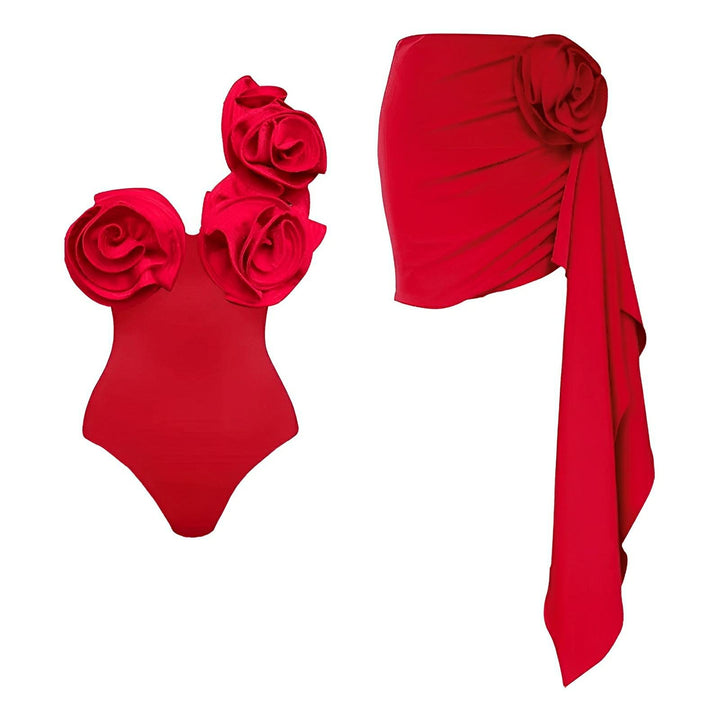 Priscille One-Piece Swimsuit and Sarong Set VERITI Red S 