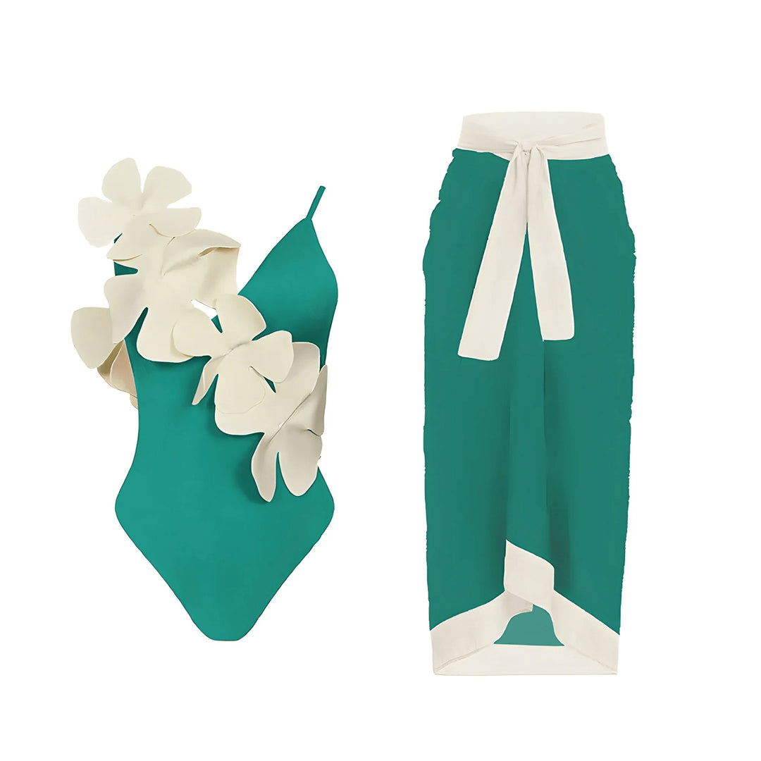 Sidonie One-Piece Swimsuit and Sarong Set VERITI Green S 