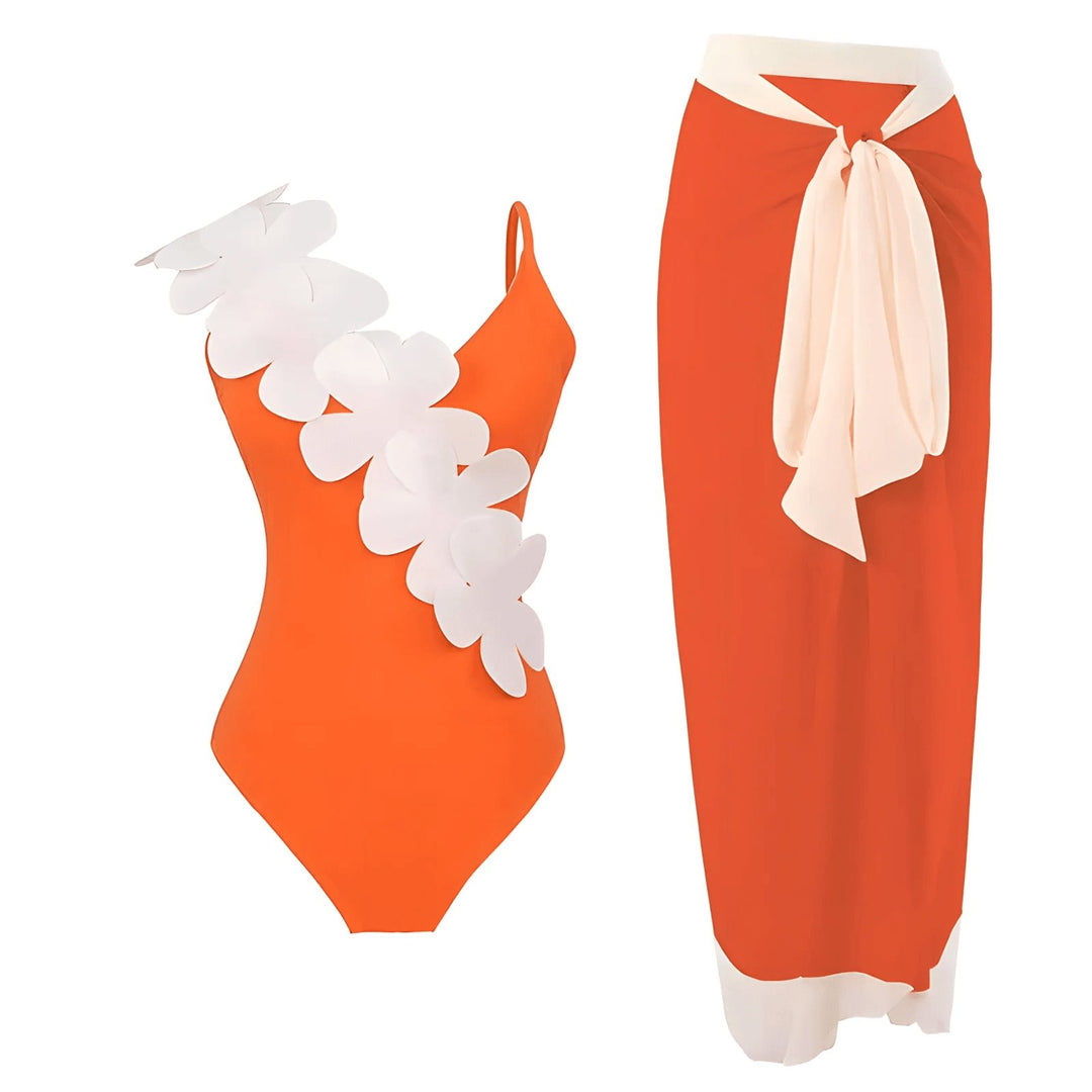 Sidonie One-Piece Swimsuit and Sarong Set VERITI Orange S 