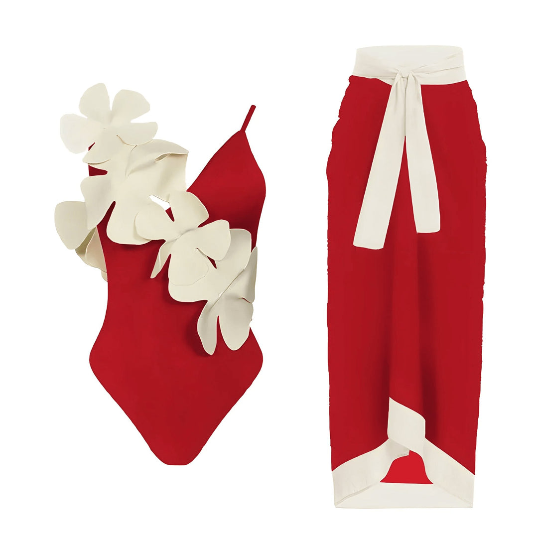 Sidonie One-Piece Swimsuit and Sarong Set VERITI Red S 