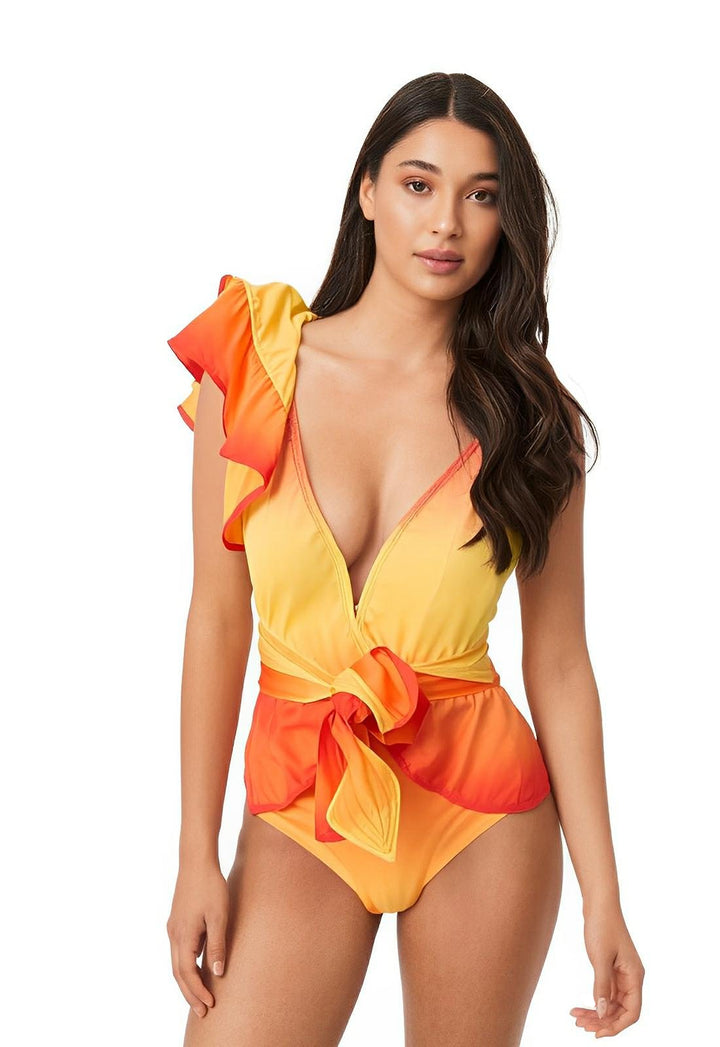 Sunset One-Piece Swimsuit and Sarong Set VERITI 